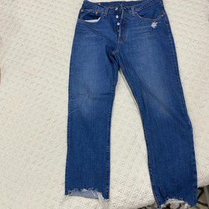 Levi's 501 relaxed leg Lightly distressed bottoms